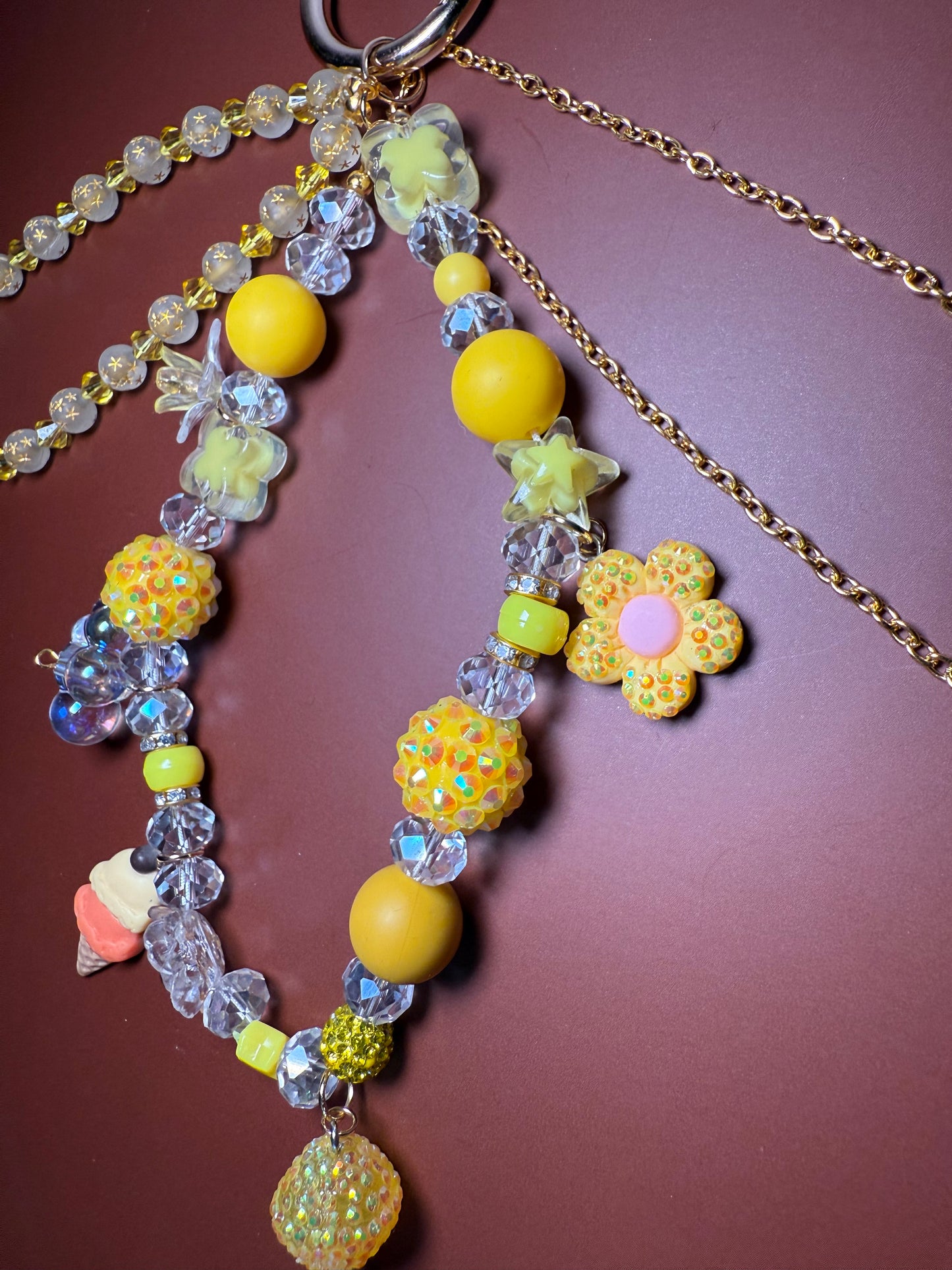 Yellow glamsucker purse charm