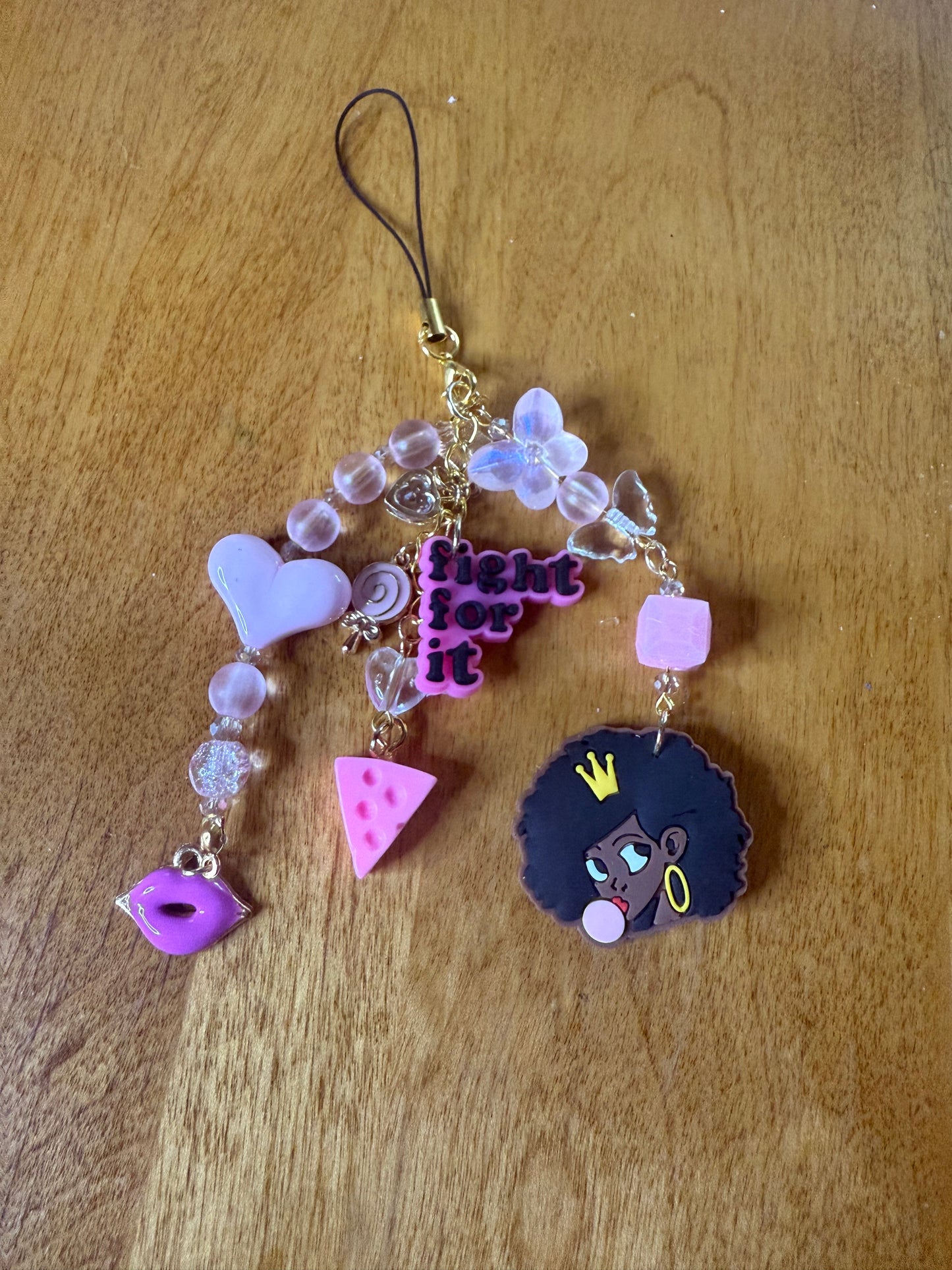 Pink blackqueen phone charm
