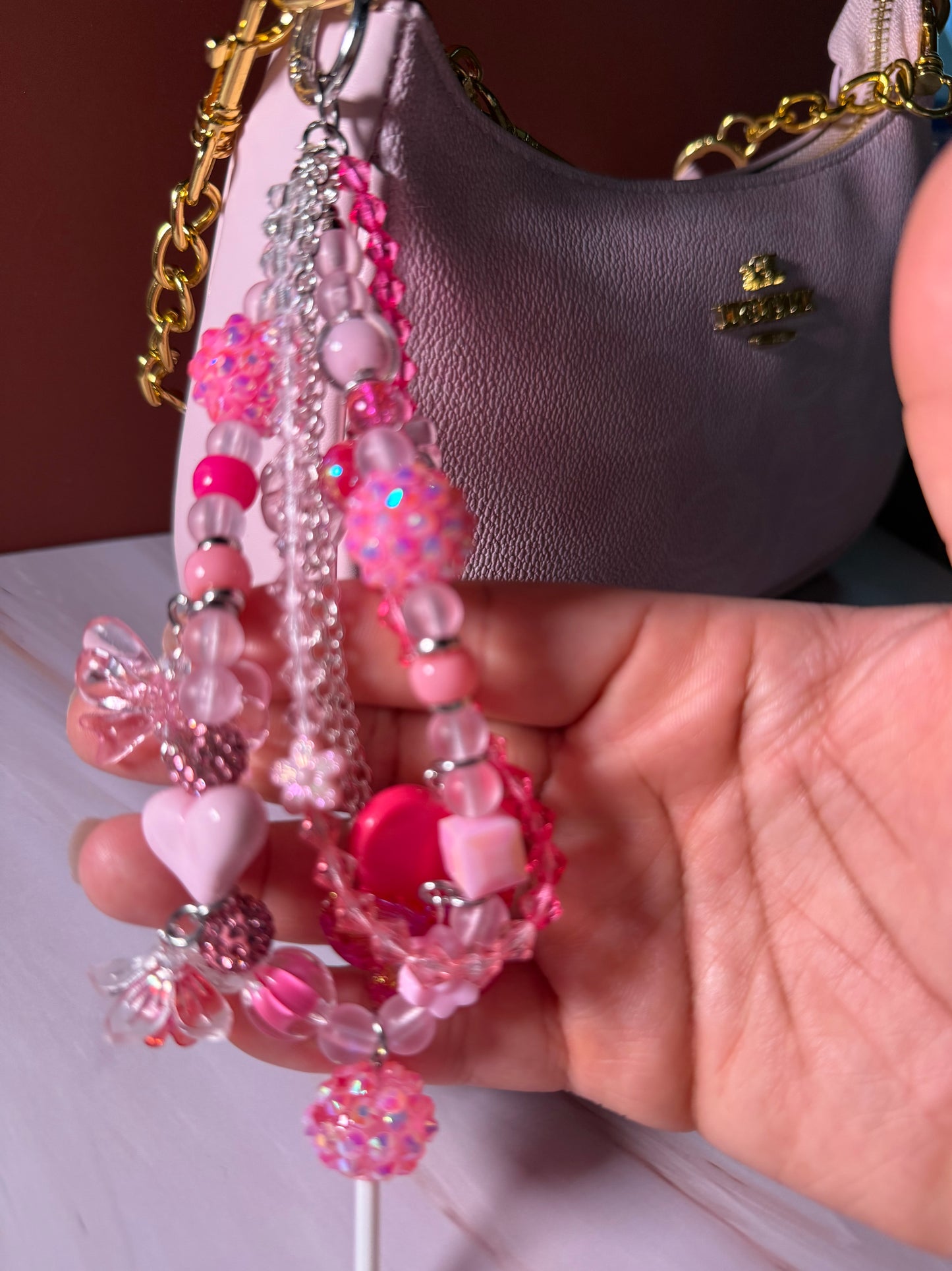 Pink glamsucker purse charm