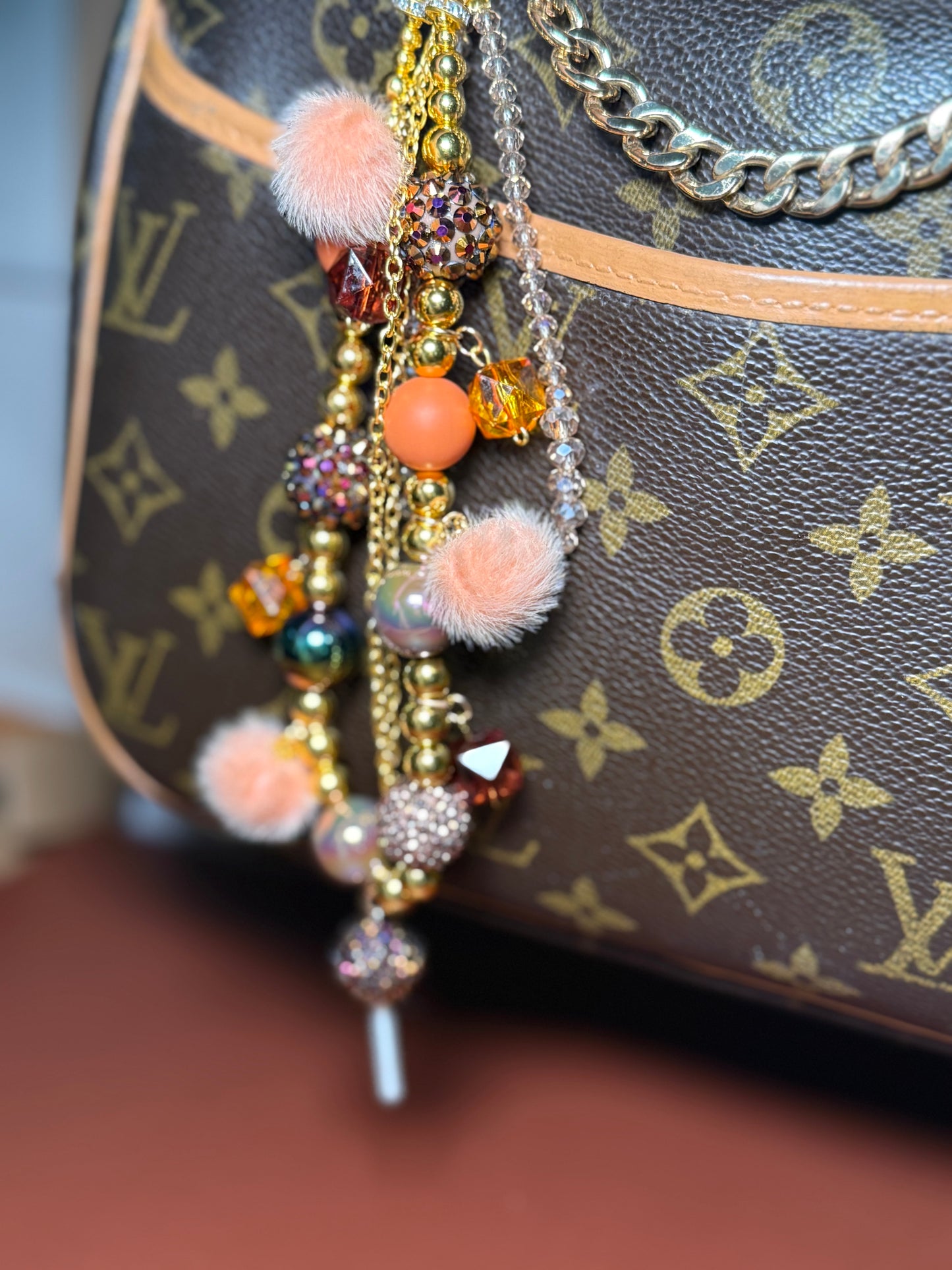 Brown glamsucker purse charm