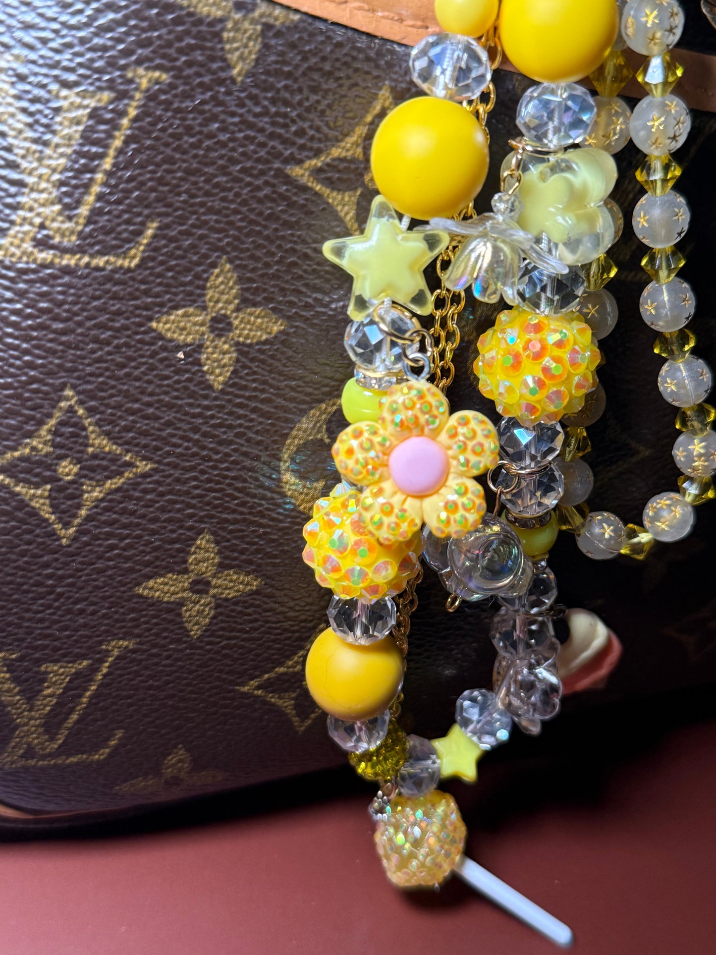 Yellow glamsucker purse charm