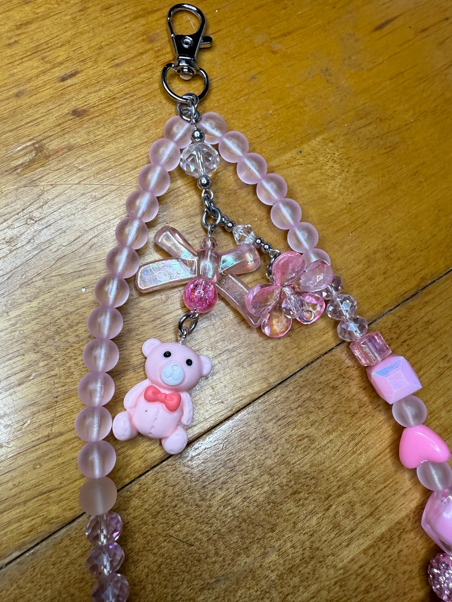 Pink bear purse charm