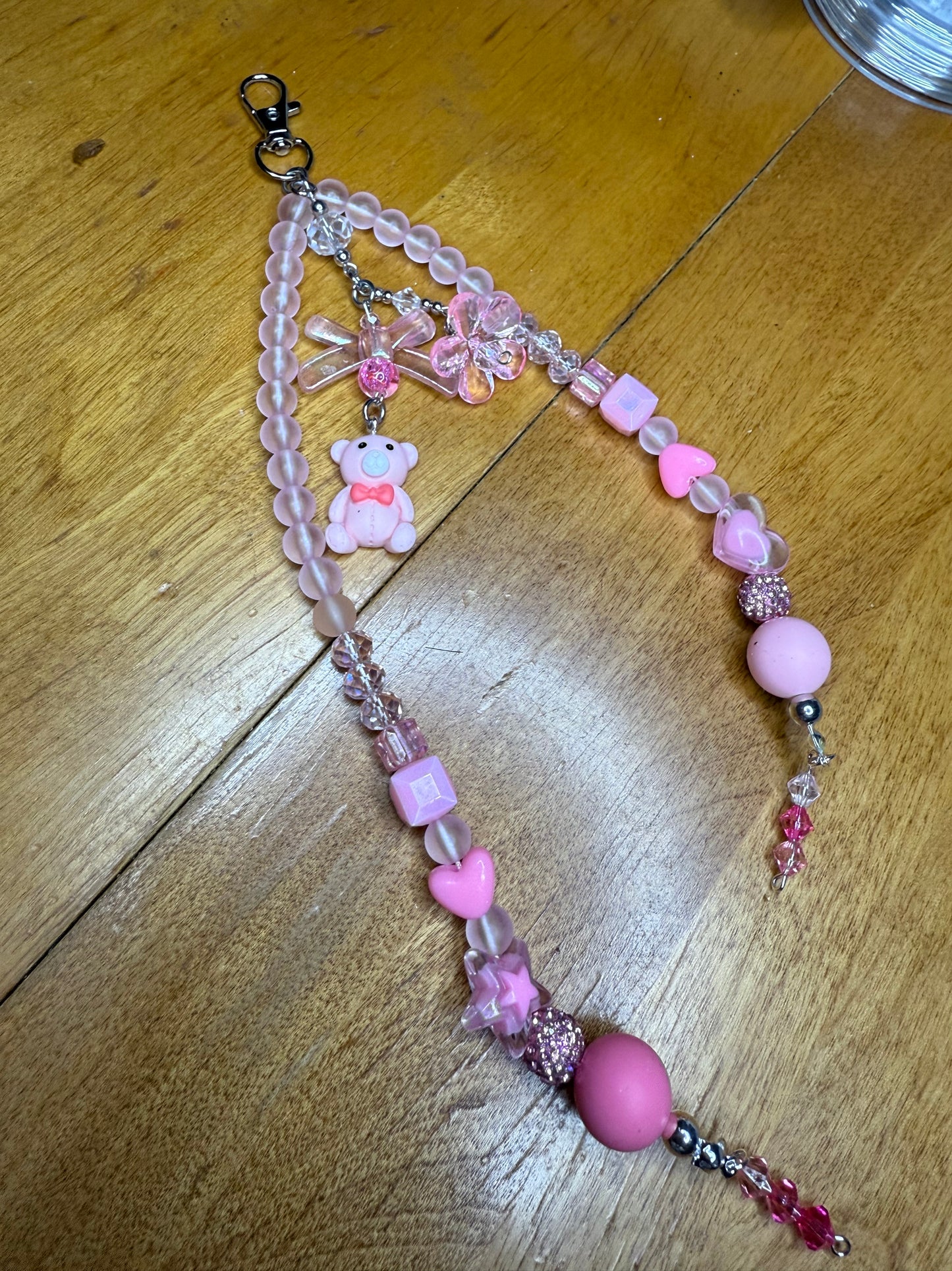 Pink bear purse charm