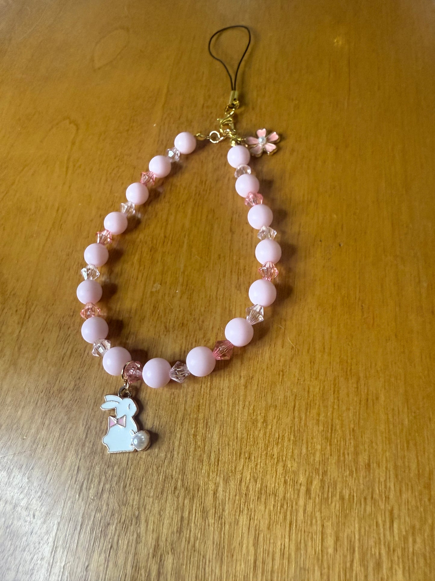Pink bunny bracelet/phone charm