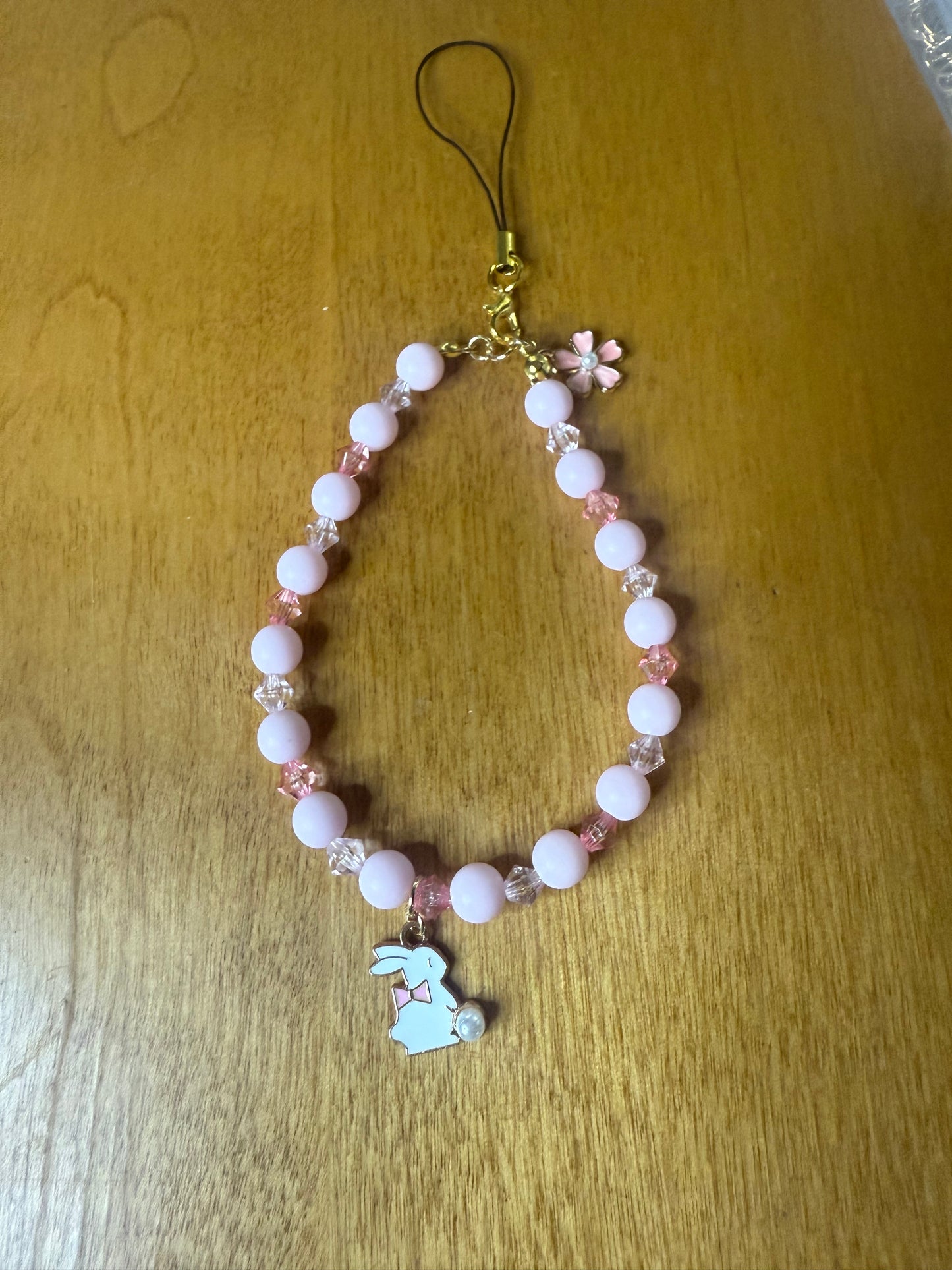 Pink bunny bracelet/phone charm