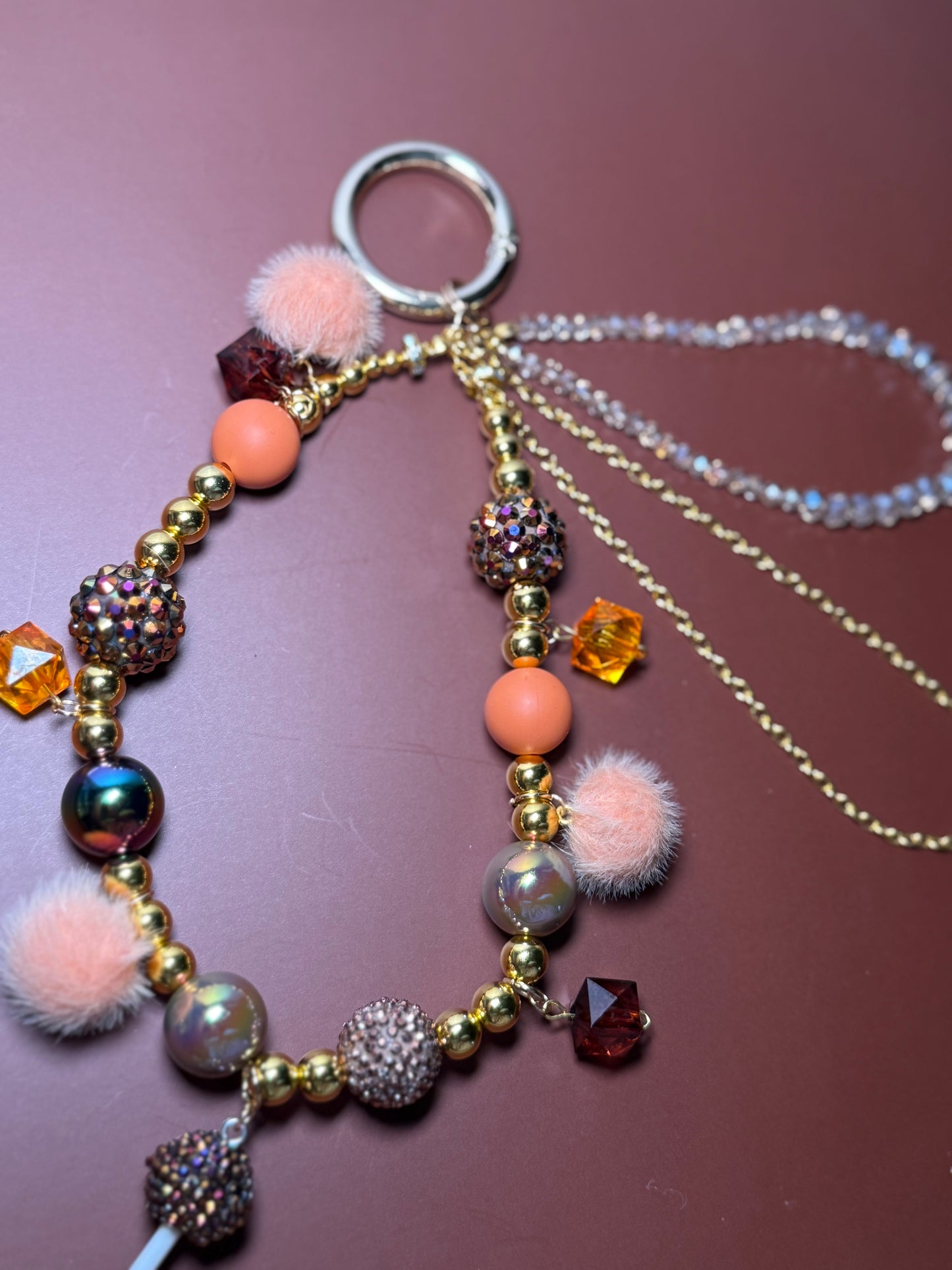 Brown glamsucker purse charm