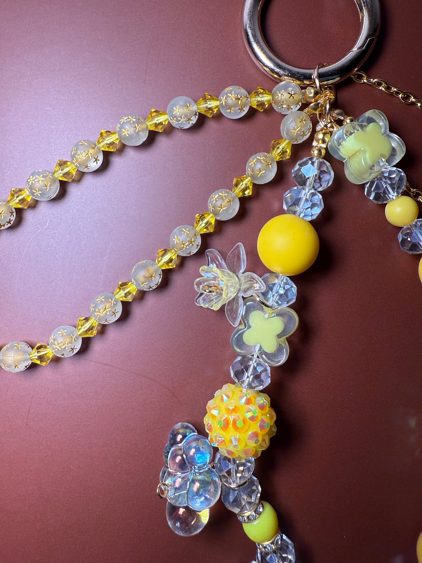 Yellow glamsucker purse charm