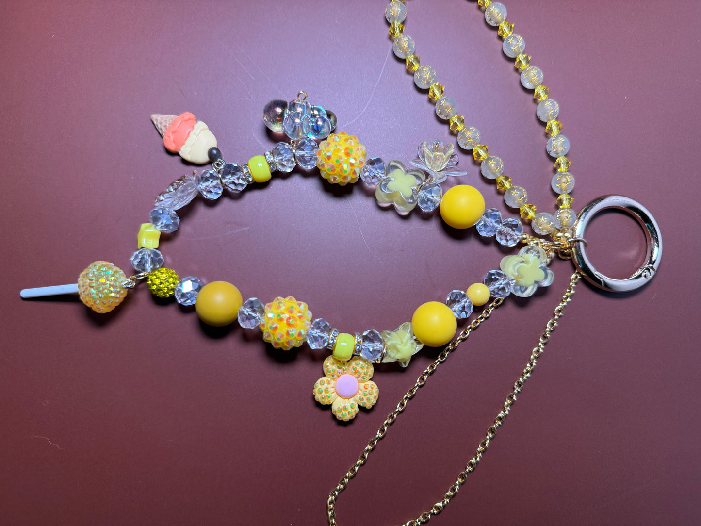Yellow glamsucker purse charm