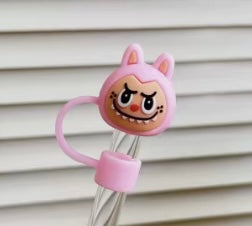 Pink labubuu straw cover