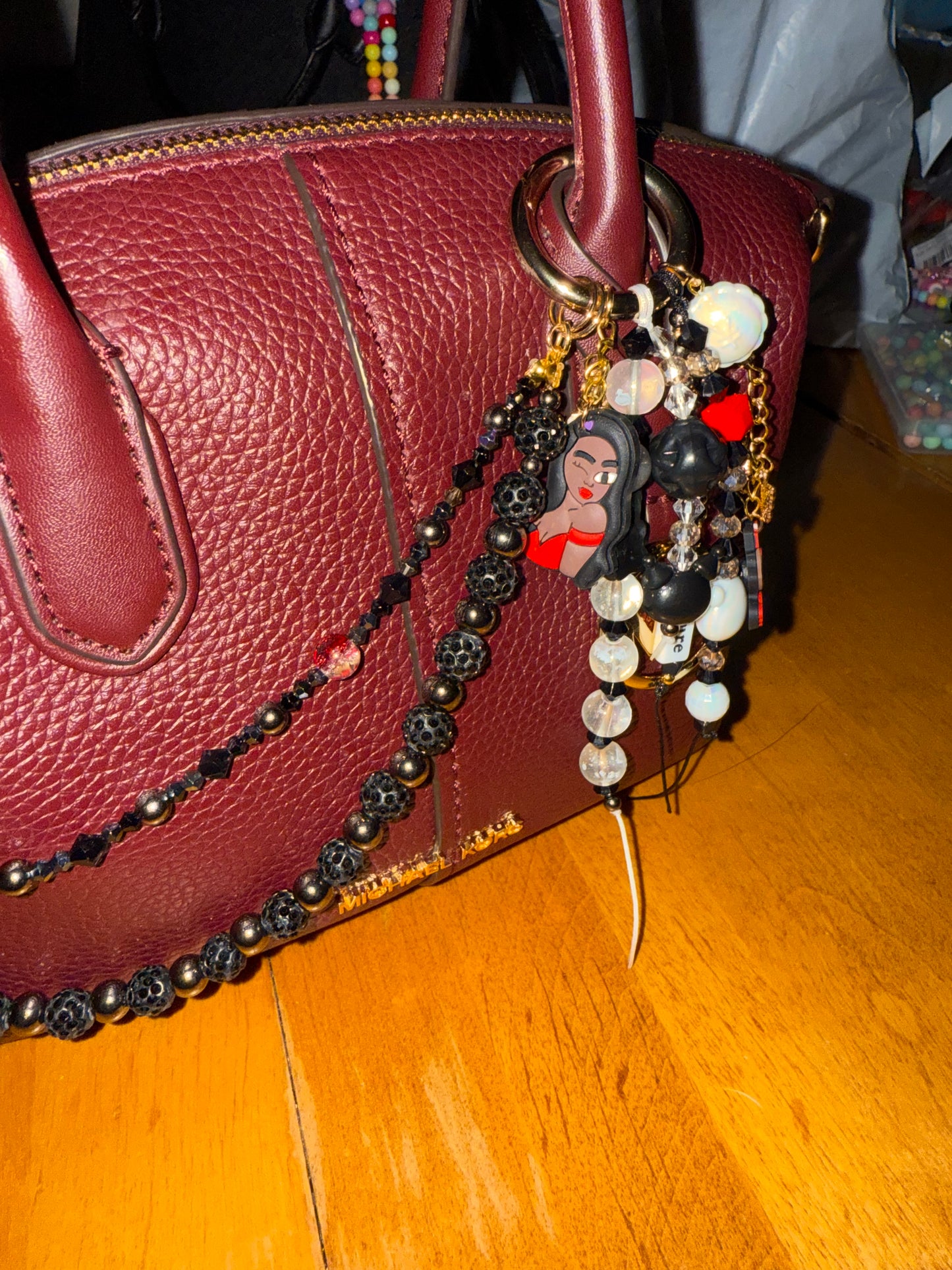 Black queen purse charm