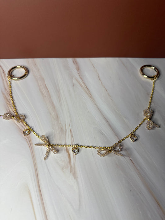 Crystal bow&roses charm
