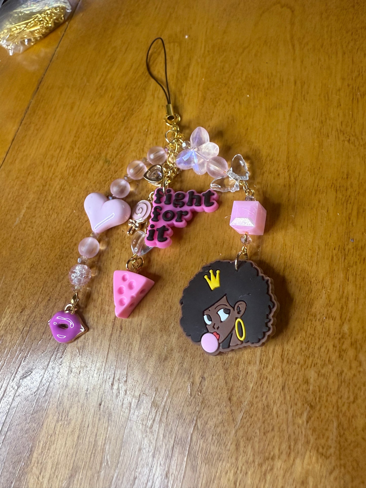 Pink blackqueen phone charm