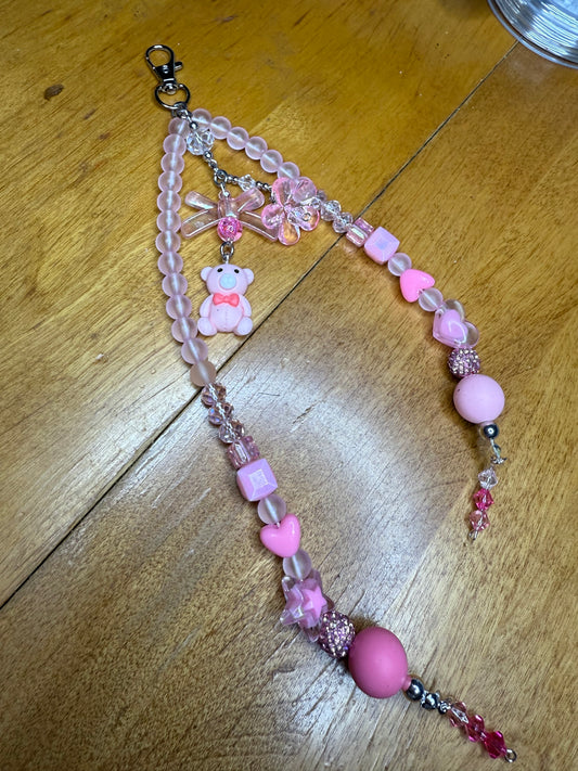 Pink bear purse charm