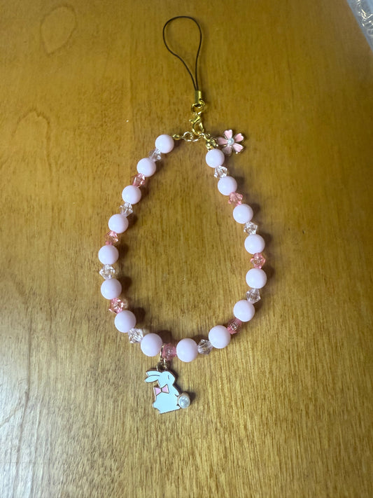 Pink bunny bracelet/phone charm