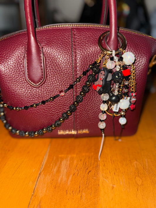 Black queen purse charm
