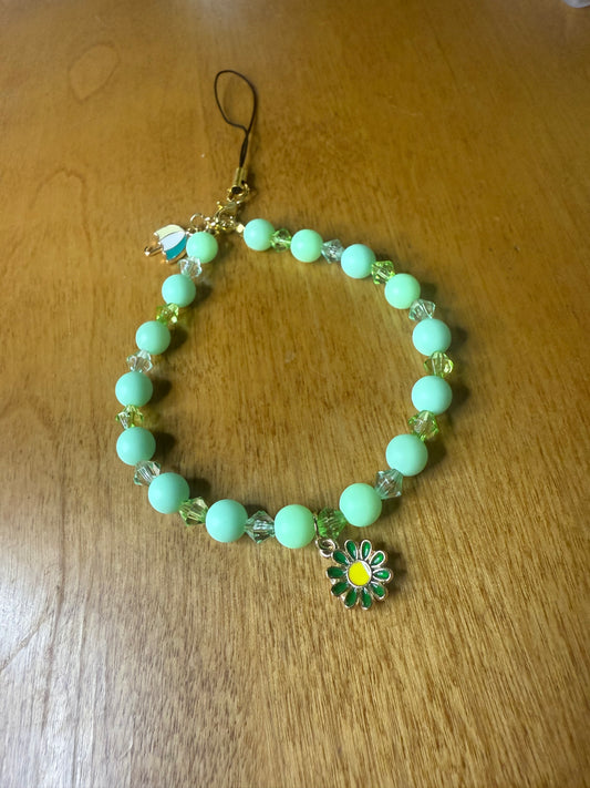 Green flower bracelet/phone accessory