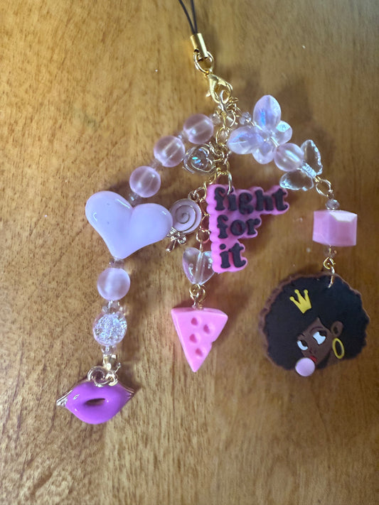 Pink blackqueen phone charm