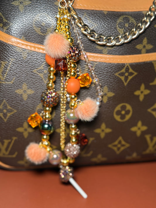 Brown glamsucker purse charm