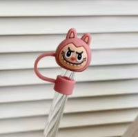 Dark pink Labubuu straw cover